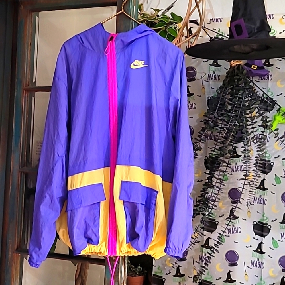 Nike Vintage 80s inspired colors windbreaker hoodie rain jacket size 3x Lakers
